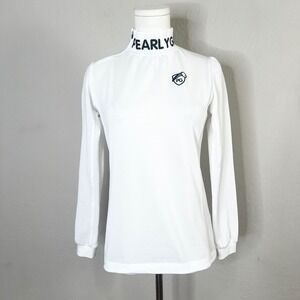 Pearly Gates‎ Golf Shirt Womens Size 0 White Long Sleeve Mock Neck Mesh Top